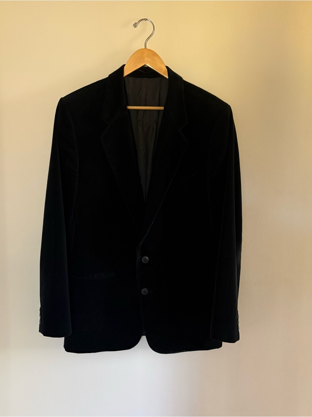 Men's Vintage Black Velvet Blazer - Classic Two-Button Jacket Made in Canada